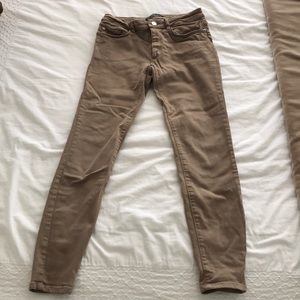 Beige denim pants